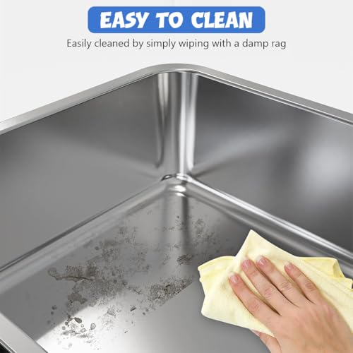 Qpets® Cat Litter Combo – Double Layer Waterproof Litter Mat (40x60cm) & Open Top Stainless Steel Litter Box with Scoop, 4 Non-Slip Mats, Odor Control, Easy Clean for Cats under 10kg (Grey) Qpets® Cat Litter Combo – Double Layer Waterproof Litter Mat (40x60cm) & Open Top Stainless Steel Litter Box with Scoop, 4 Non-Slip Mats, Odor Control, Easy Clean for Cats under 10kg (Grey)
